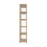 NNEED Display Cabinet Slim 5-Tier Shelves Clear Oak