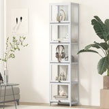 NNEED Display Cabinet Slim 5-Tier Shelves Clear White