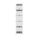 NNEED Display Cabinet Slim 5-Tier Shelves Clear White