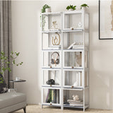 NNEED Display Cabinet Slim 5-Tier Shelves Clear White