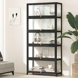 NNEED Display Cabinet 5 Tiers Clear Door Black