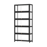 NNEED Display Cabinet 5 Tiers Clear Door Black