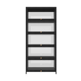 NNEED Display Cabinet 5 Tiers Clear Door Black