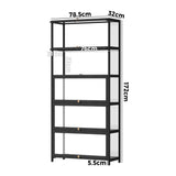 NNEED Display Cabinet 5 Tiers Clear Door Black