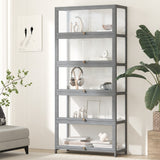 NNEED Display Cabinet 5 Tiers Clear Door Grey