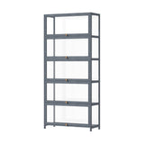 NNEED Display Cabinet 5 Tiers Clear Door Grey