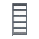 NNEED Display Cabinet 5 Tiers Clear Door Grey