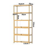 NNEED Display Cabinet 5-Tier Clear Shelves Oak
