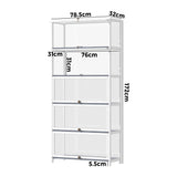 NNEED Display Cabinet 5 Tiers Clear Door White