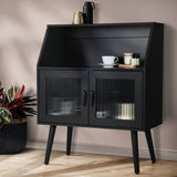 NNEED Sideboard with Open Shelf and Glass Doors