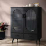 NNEED Sideboard with Pull Up Drawers and Glass Doors