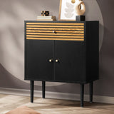 NNEED Sideboard with Drawer and Cabinet Black&Wooden