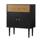 NNEED Sideboard with Drawer and Cabinet Black&Wooden