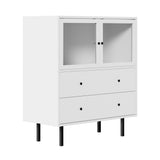 NNEED Sideboard Tempered Glass Door 2 Drawers White