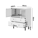NNEED Sideboard Tempered Glass Door 2 Drawers White