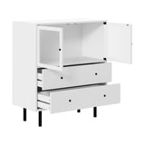 NNEED Sideboard Tempered Glass Door 2 Drawers White