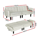NNEDSZ Artiss Sofa Bed 3 Seater Tufted Faux Linen Beige