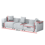 NNEDSZ Modular Sofa Chaise Set 3-Seater Grey