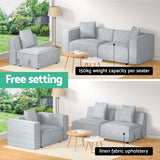 NNEDSZ Modular Sofa Chaise Set 3-Seater Grey