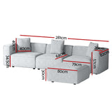 NNEDSZ Artiss Modular Sofa Chaise Set 4-Seater Grey
