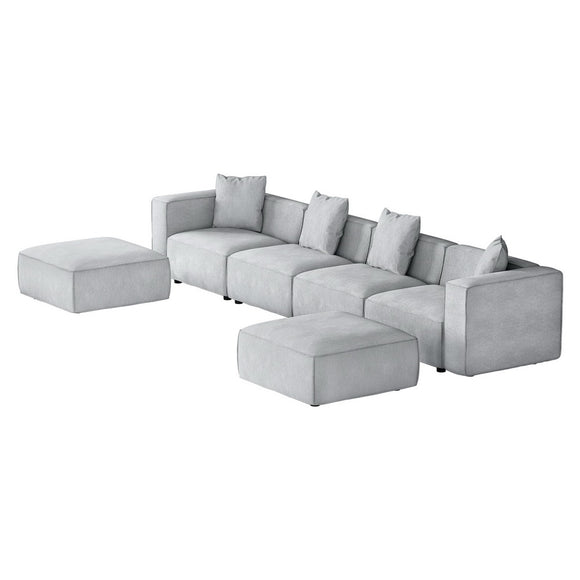 NNEDSZ Artiss Modular Sofa Chaise Set 6-Seater Grey