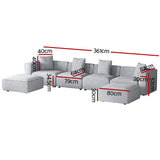 NNEDSZ Artiss Modular Sofa Chaise Set 6-Seater Grey
