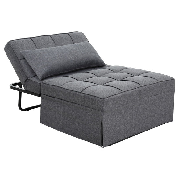 NNEDSZ Artiss Sofa Bed Lounge Convertible Ottoman 1 Seater Couch Recliner Linen Grey