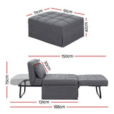 NNEDSZ Artiss Sofa Bed Lounge Convertible Ottoman 1 Seater Couch Recliner Linen Grey