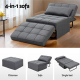 NNEDSZ Artiss Sofa Bed Lounge Convertible Ottoman 1 Seater Couch Recliner Linen Grey