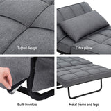 NNEDSZ Artiss Sofa Bed Lounge Convertible Ottoman 1 Seater Couch Recliner Linen Grey