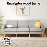 NNEDSZ Artiss 3 Seater Sofa 225cm Linen Fabric Grey