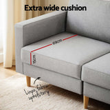 NNEDSZ Artiss 3 Seater Sofa 225cm Linen Fabric Grey