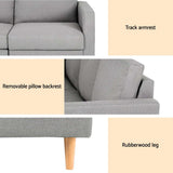 NNEDSZ Artiss 3 Seater Sofa 225cm Linen Fabric Grey