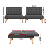 NNEDSZ Artiss 2x Sofa Bed Couch Single Seater Fabric Grey
