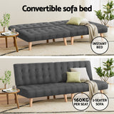 NNEDSZ Artiss 2x Sofa Bed Couch Single Seater Fabric Grey