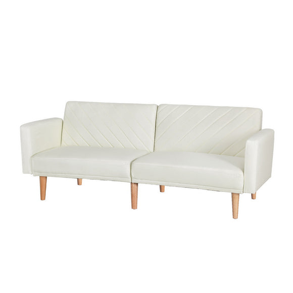 NNEDSZ Sofa Bed 3 Seater Tilted Faux Linen Beige