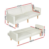 NNEDSZ Sofa Bed 3 Seater Tilted Faux Linen Beige