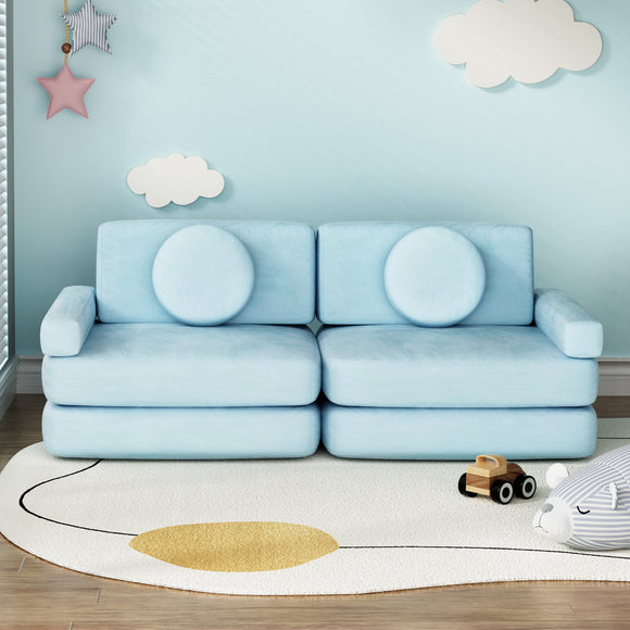 NNEDSZ Artiss Sofa Bed 2 Seater Couch Kid Play DIY Modular Lounge Chaise Suite Velvet