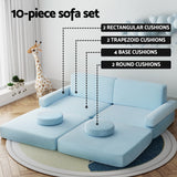 NNEDSZ Artiss Sofa Bed 2 Seater Couch Kid Play DIY Modular Lounge Chaise Suite Velvet