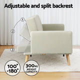NNEDSZ Artiss Sofa Bed Lounge Convertible Ottoman Couch Recliner 3 Seater Fabric Beige