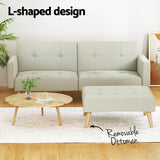 NNEDSZ Artiss Sofa Bed Lounge Convertible Ottoman Couch Recliner 3 Seater Fabric Beige