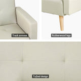 NNEDSZ Artiss Sofa Bed Lounge Convertible Ottoman Couch Recliner 3 Seater Fabric Beige