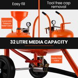 NNEMB 38L Sandblasting Tank, Pressurised Design with Sandblast Gun Set with Hose