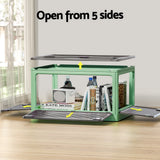 NNEDSZ Storage Container Foldable Stackable Large 5 Sides Open Transparent 82L
