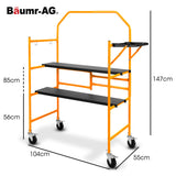 NNEMB Mobile Scaffold Platform, 226kg Load, Steel Frame, Dual Height, Folding for easy Transport and Storage, Locking Castors, Tool Tray
