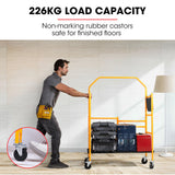 NNEMB Mobile Scaffold Platform, 226kg Load, Steel Frame, Dual Height, Folding for easy Transport and Storage, Locking Castors, Tool Tray