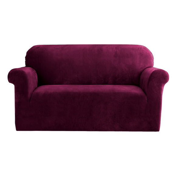 NNEDSZ Artiss Sofa Cover Couch Covers 2 Seater Velvet Ruby Red