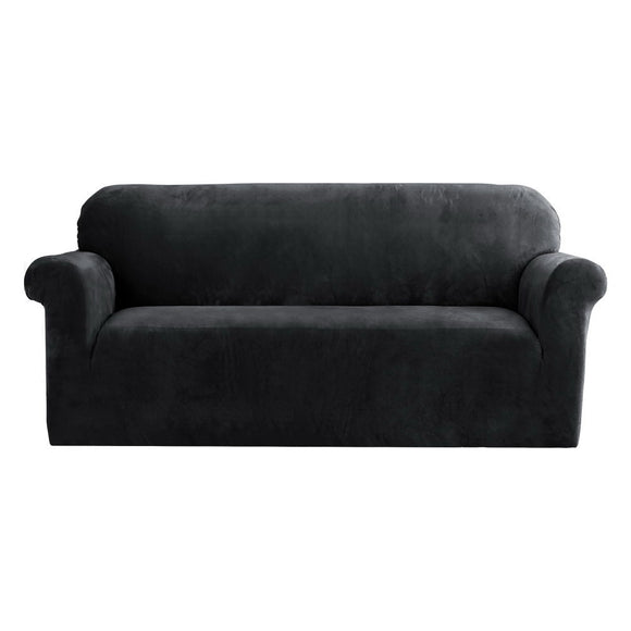 NNEDSZ Artiss Sofa Cover Couch Covers 3 Seater Velvet Black
