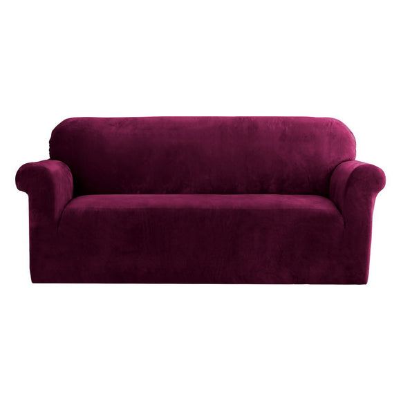 NNEDSZ Artiss Sofa Cover Couch Covers 3 Seater Velvet Ruby Red