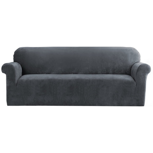 NNEDSZ Artiss Sofa Cover Couch Covers 4 Seater Velvet Grey